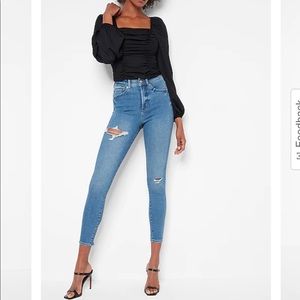 Express super high rise ankle legging raw hem (short/petite)